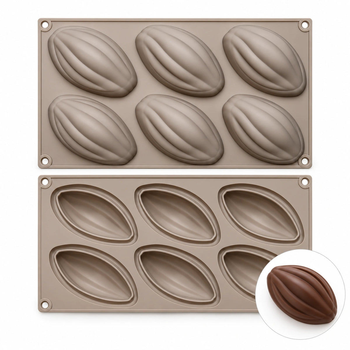 Moule silicone trompe-l'œil cabosse de cacao 12 empreintes