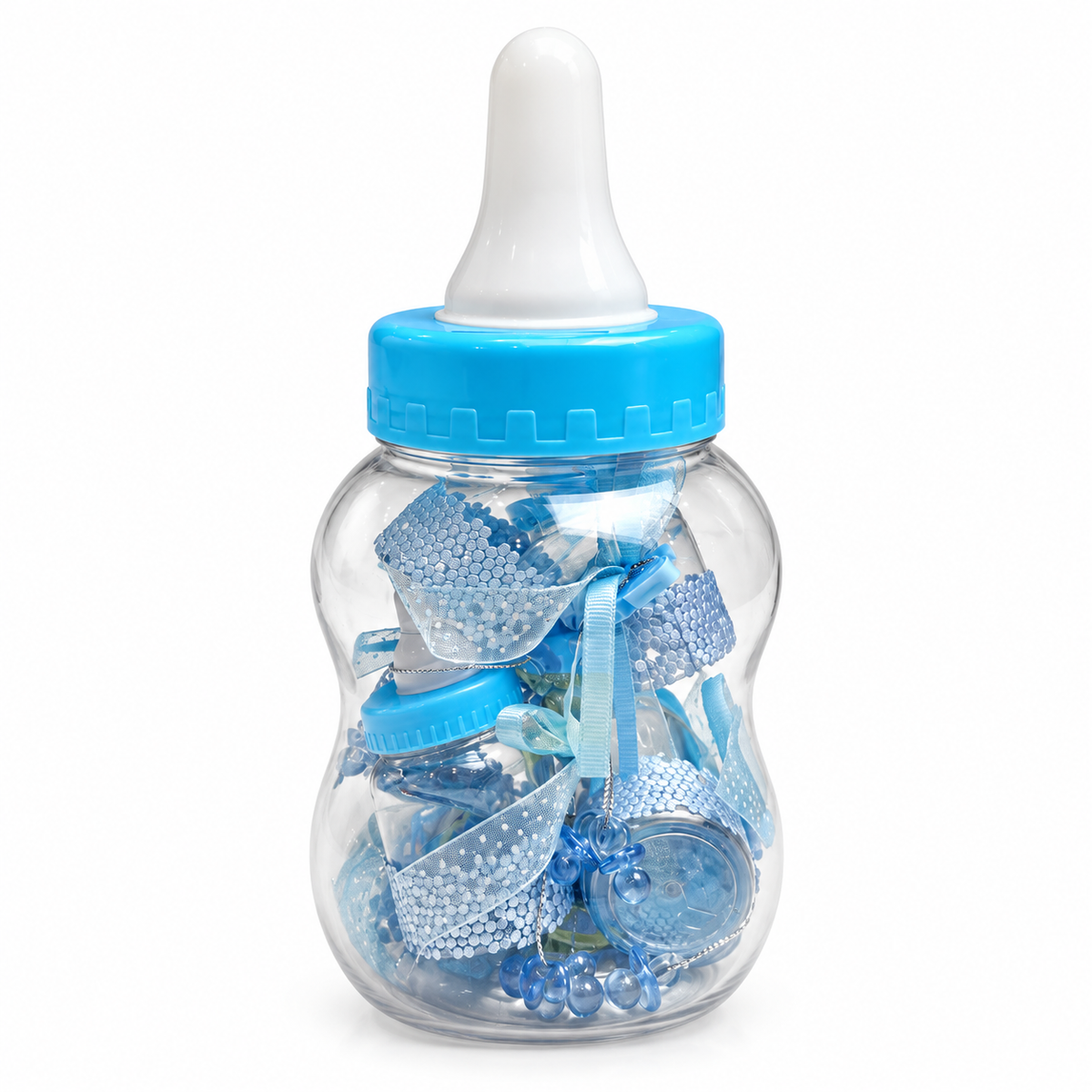 Biberon bleu et mini biberons bonbonnières 6 ou 16 pièces