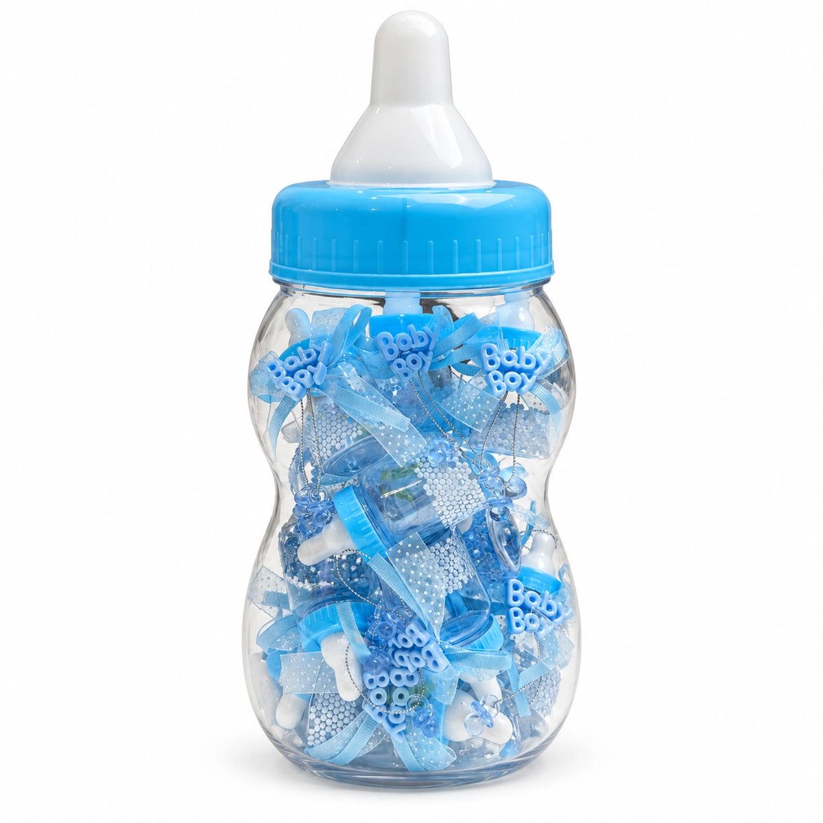 Biberon bleu et mini biberons bonbonnières 6 ou 16 pièces