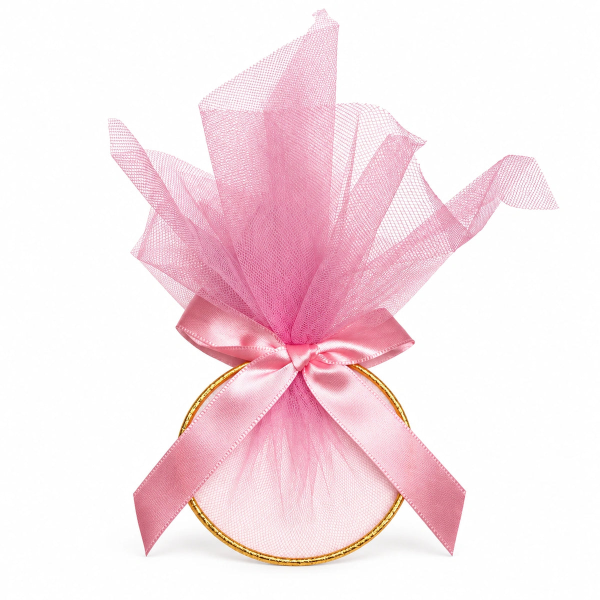 Bonbonnière Siwar rose anneau et tulle lot de 12