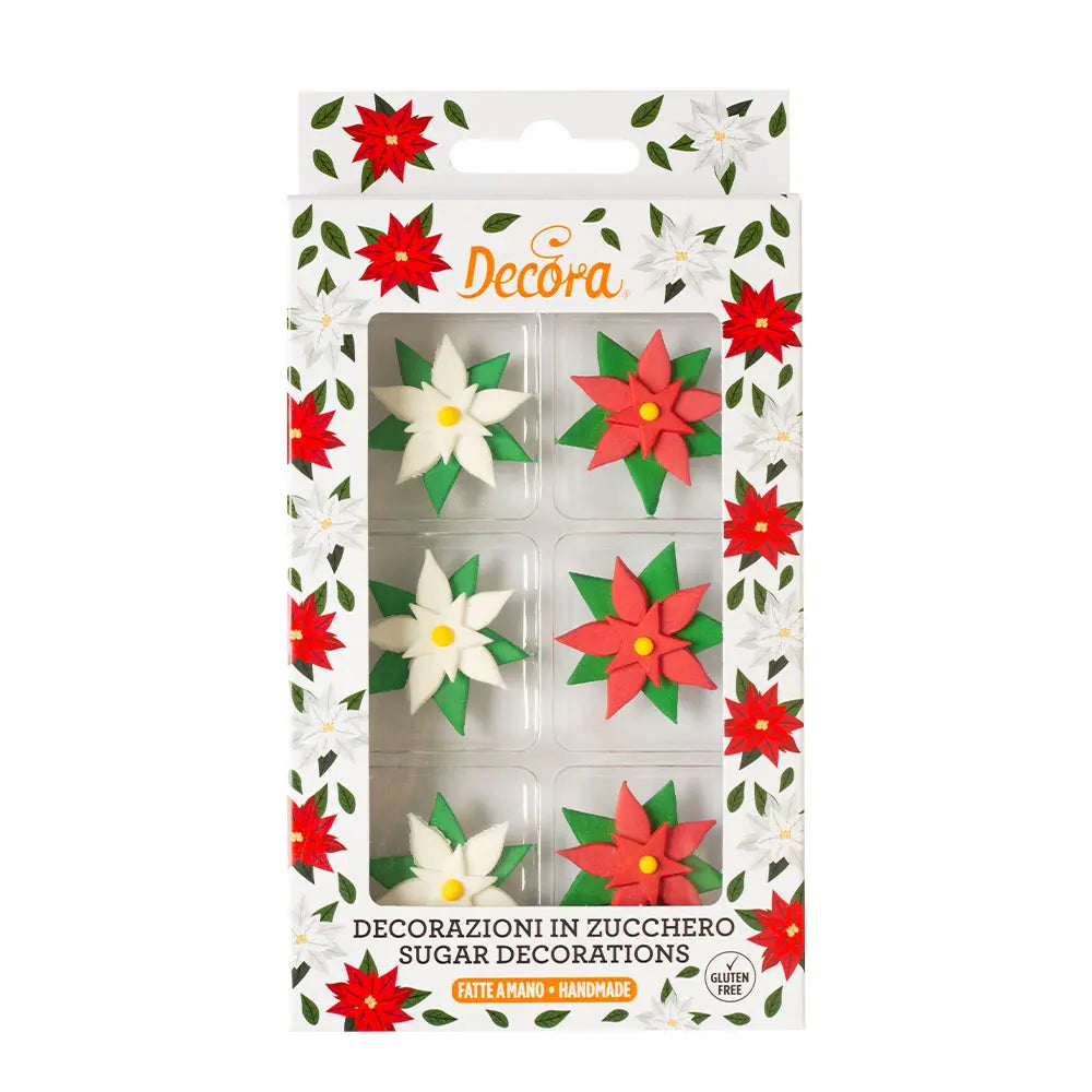 Fleurs Poinsettia en sucre Decora