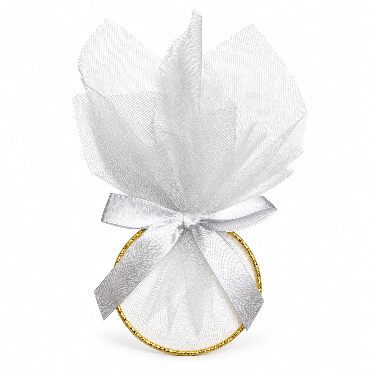 Bonbonnière Siwar blanche anneau et tulle lot de 12
