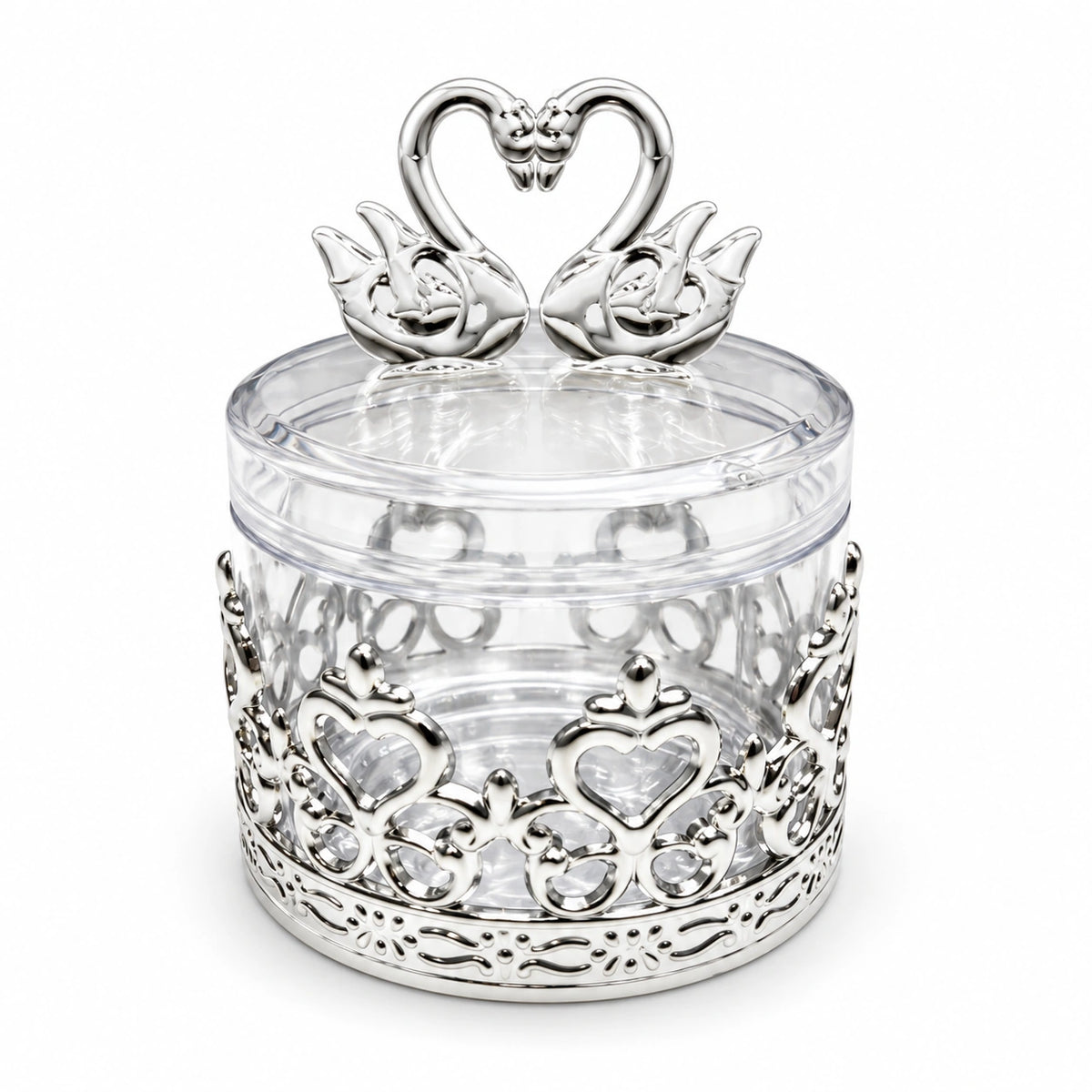 Bonbonnière Amira transparente et argent lot de 12