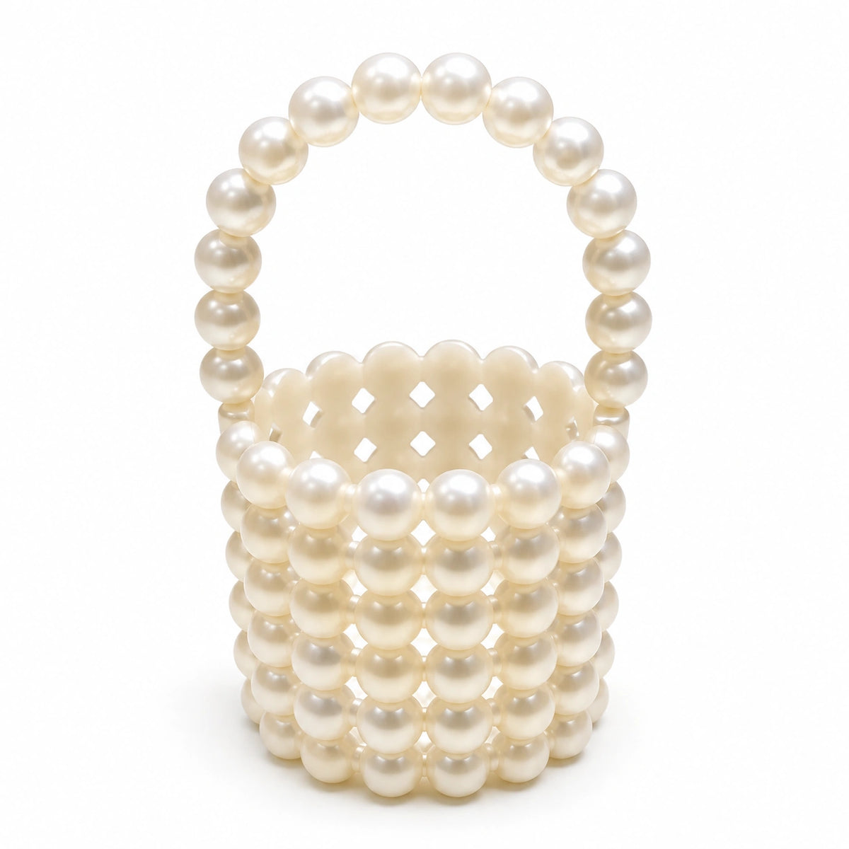 Bonbonnière panier Slila blanc nacré lot de 12