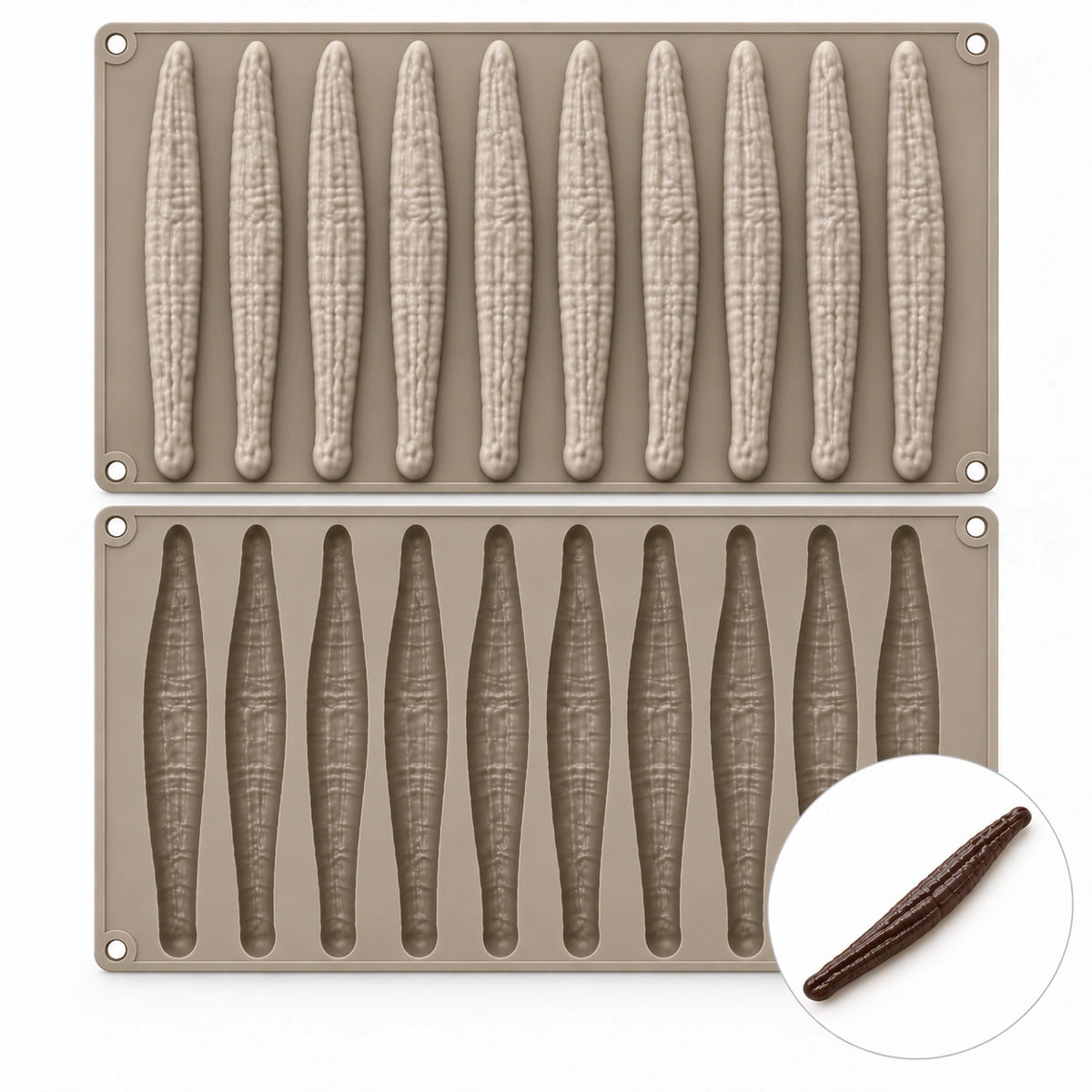 Moule silicone trompe-l'œil gousse de vanille 10 empreintes