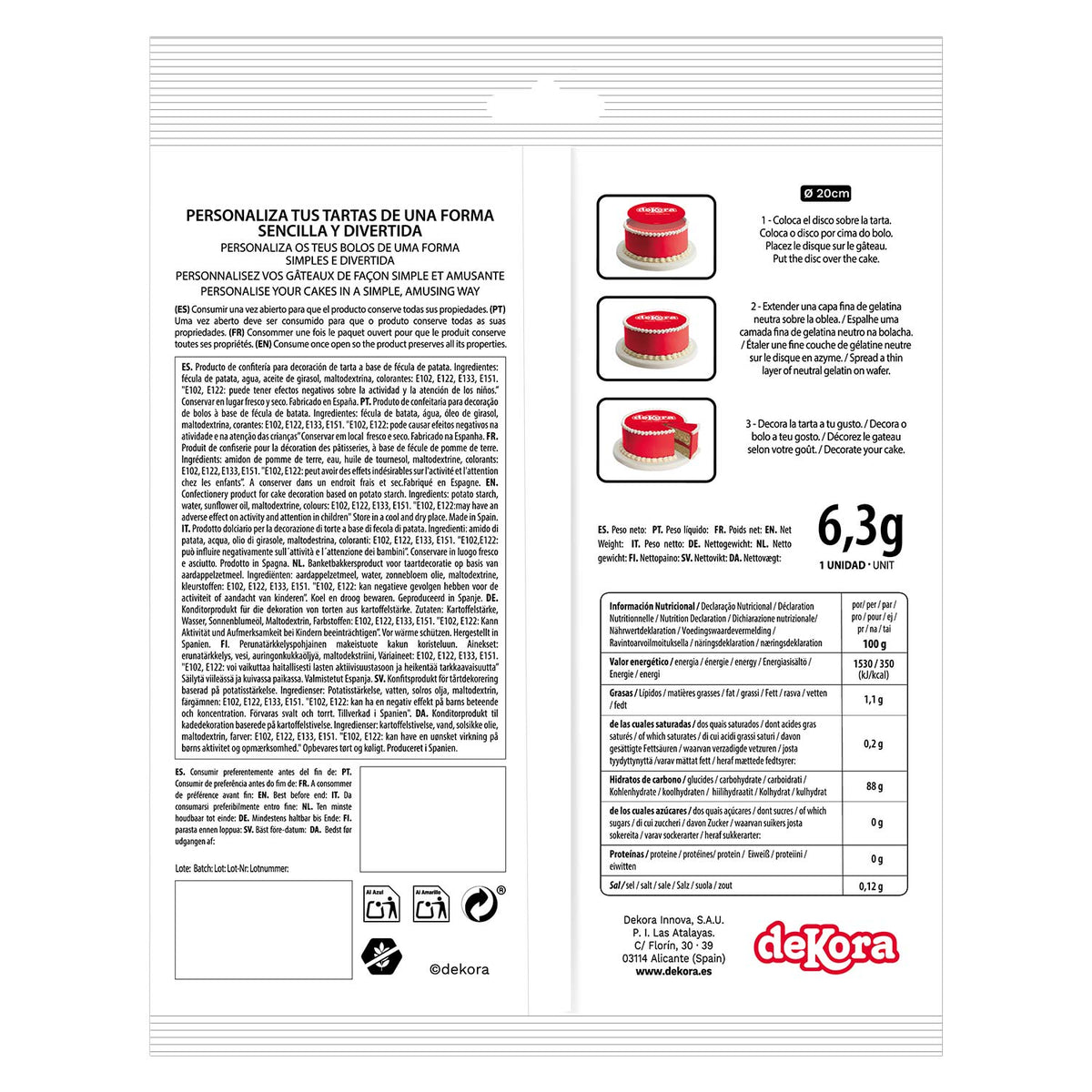 Disque Azyme Stitch Dekora Ø 20 cm