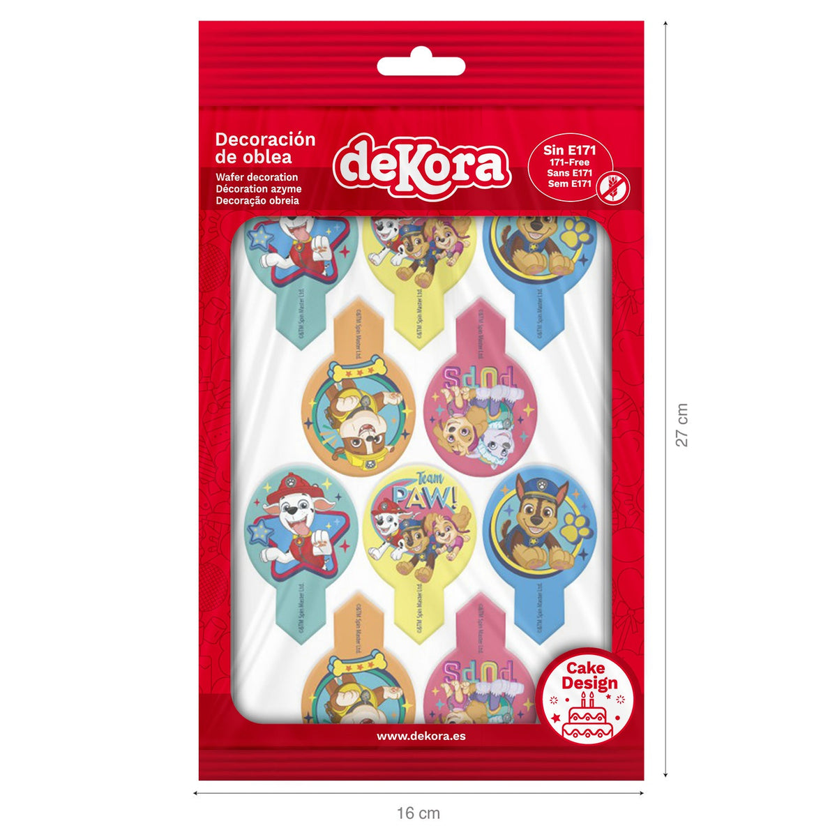 Décorations Comestibles Pat’ Patrouille en Azyme 6,5 cm Dekora x20