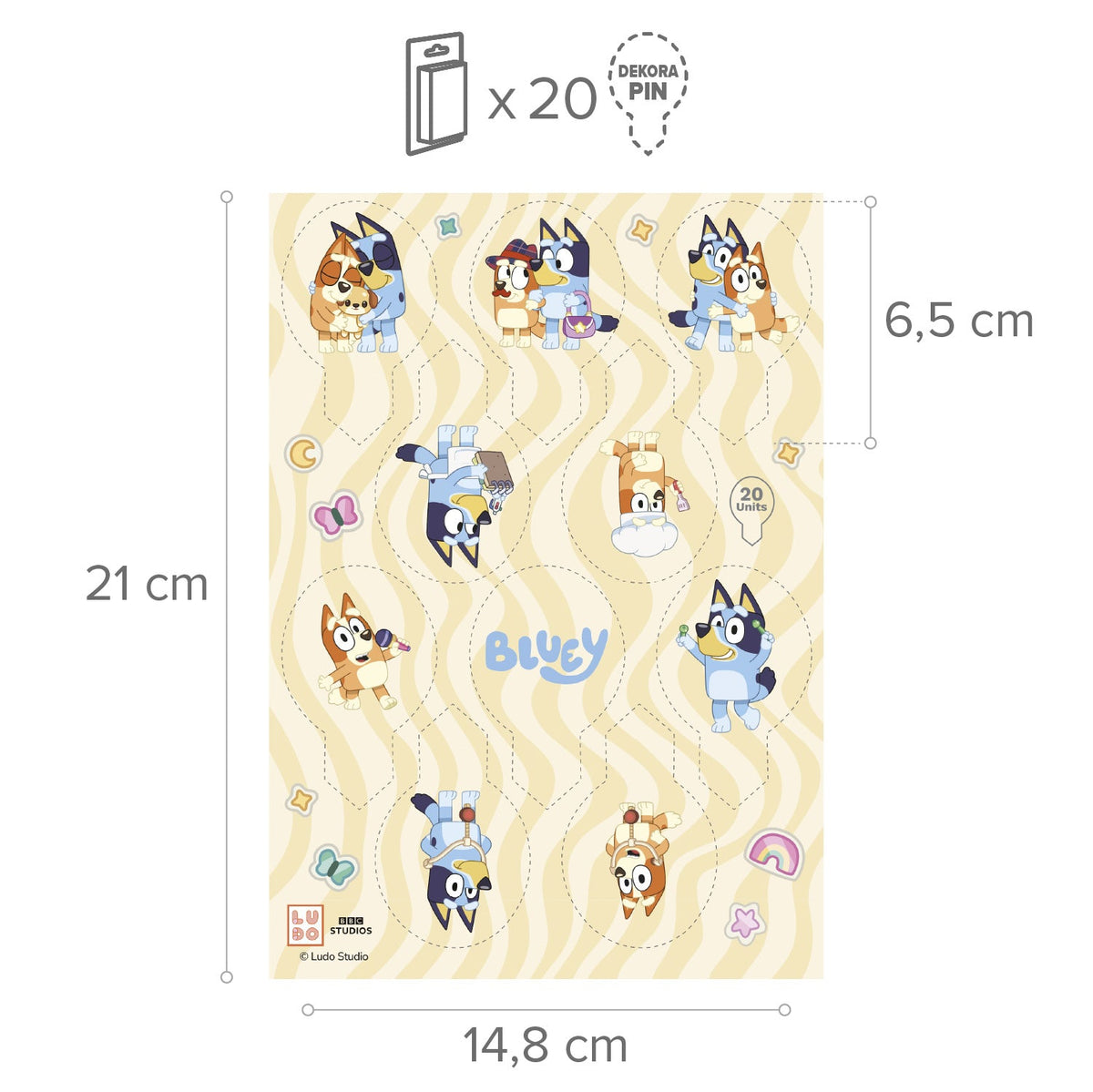 Décorations Comestibles Bluey en Azyme 6,5 cm Dekora x20