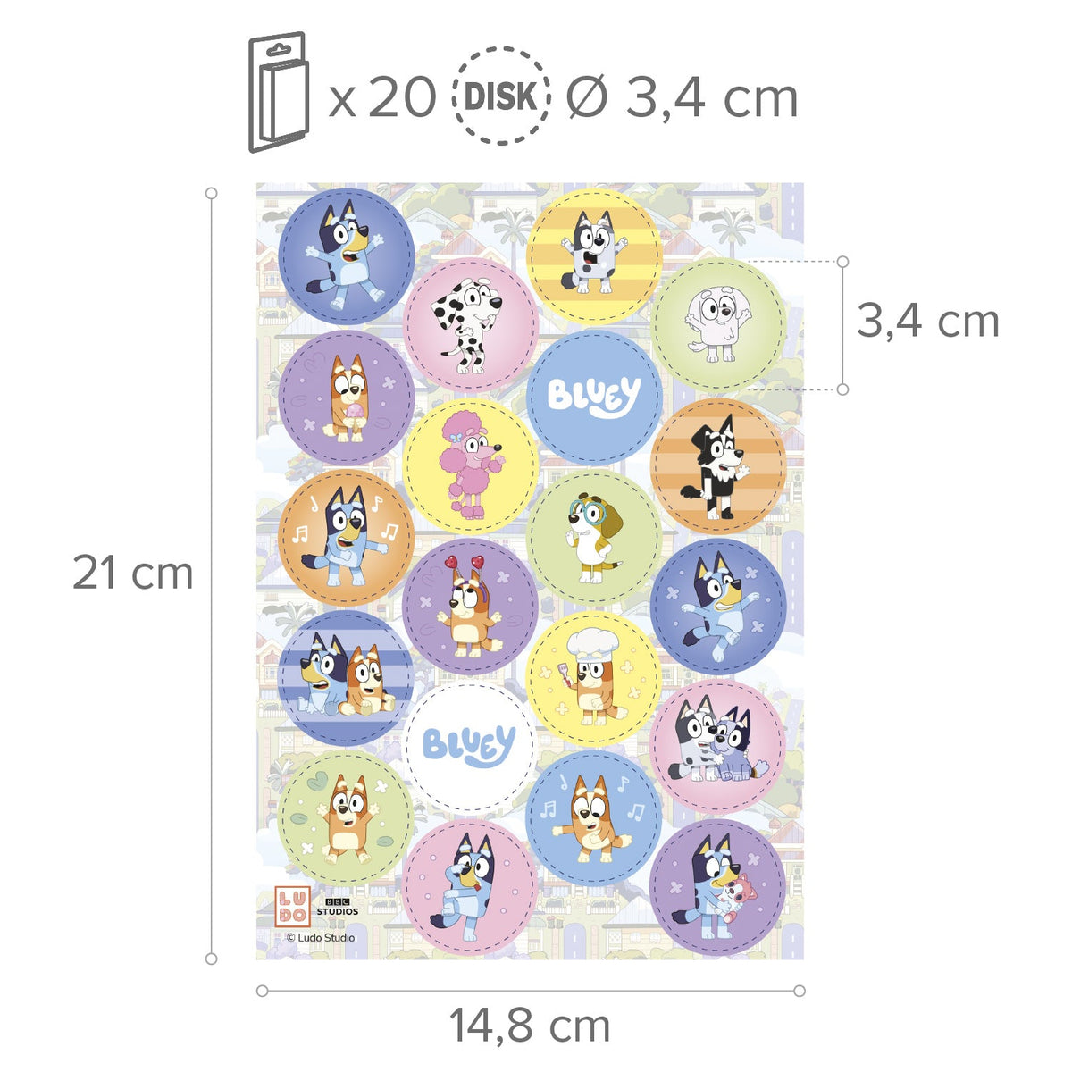 Mini Disques Comestibles Bluey et Bingo Dekora Ø 3,4 cm x20