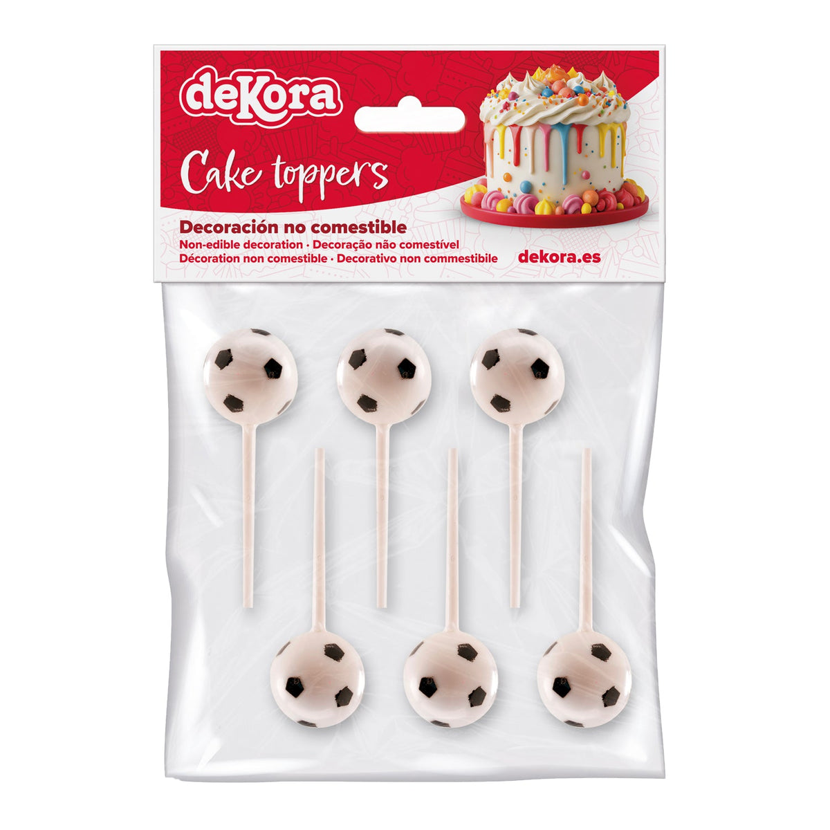 Cake Toppers Ballons de Football 6 pcs – Dekora