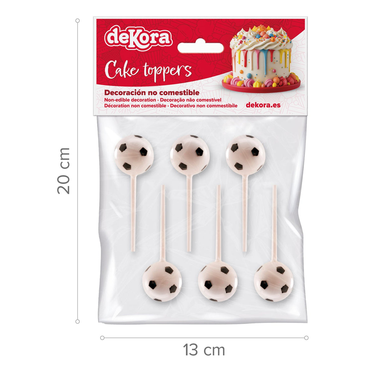 Cake Toppers Ballons de Football 6 pcs – Dekora