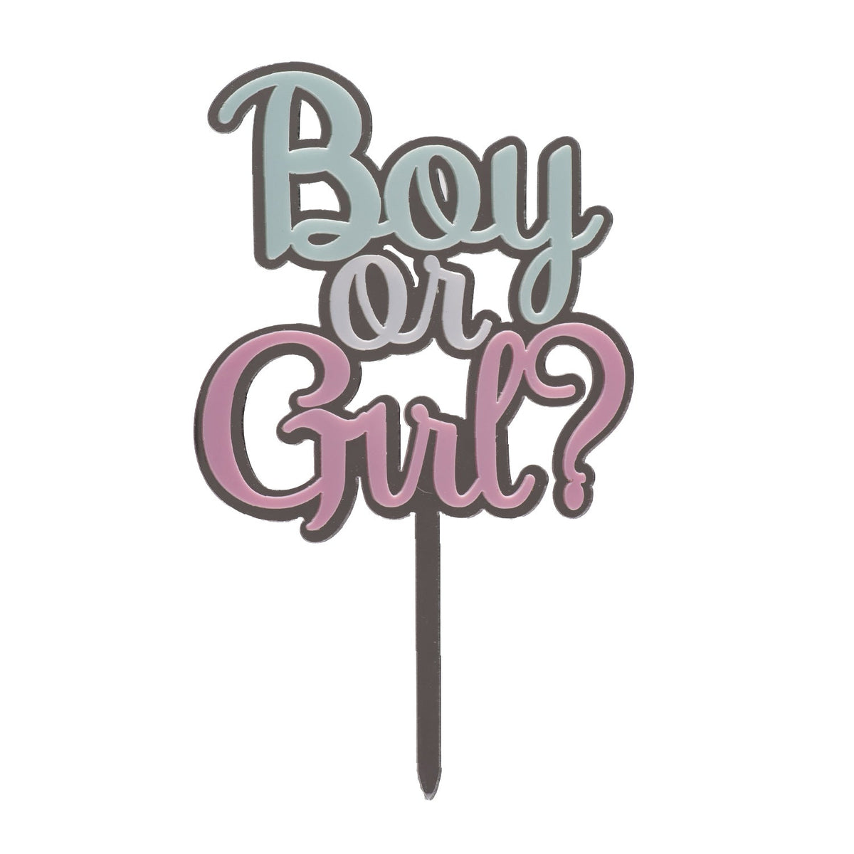Cake Topper Garçon ou Fille Argent, Rose et Bleu 10,5 x 16,5 cm – Dekora