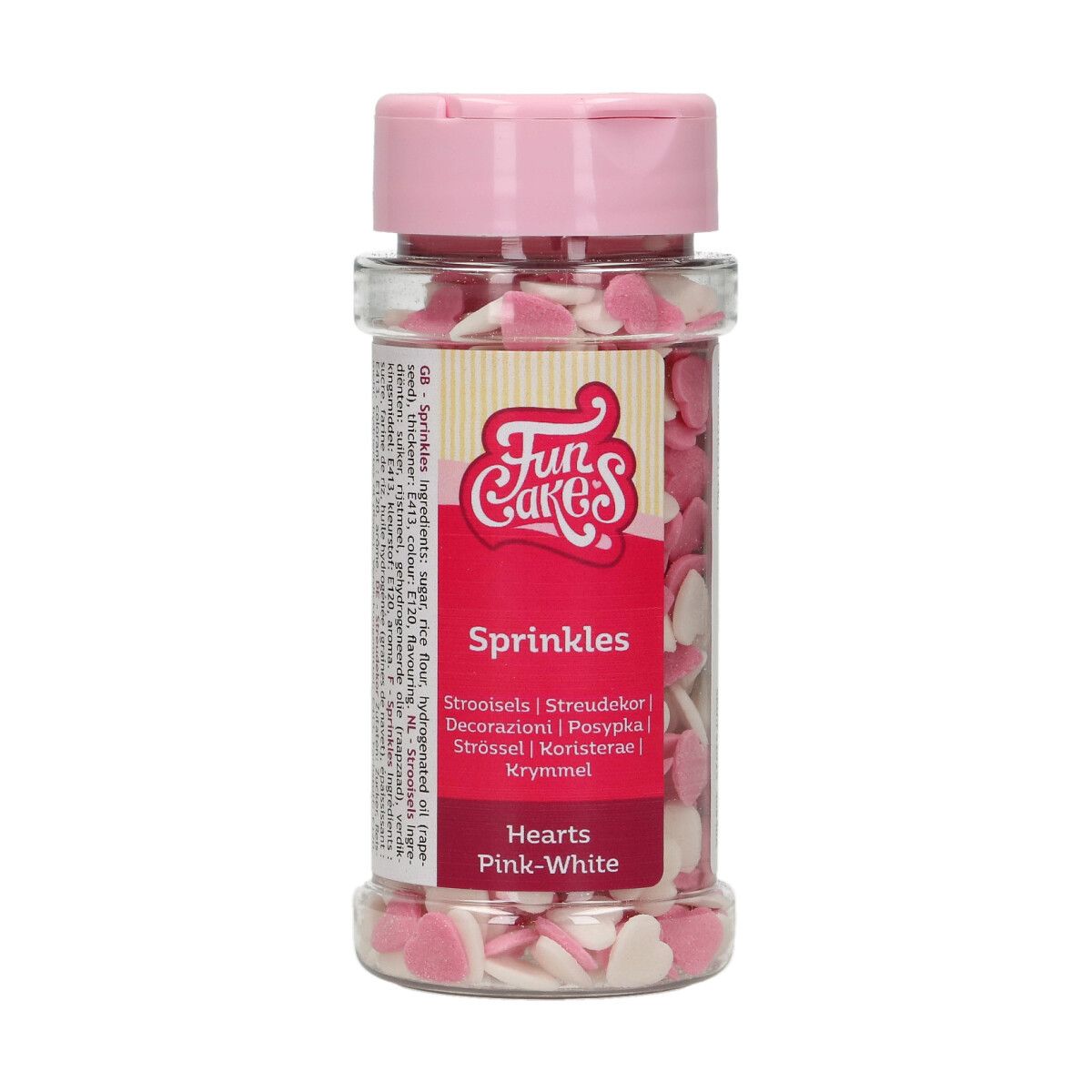 Cœurs en sucre blanc et rose 60 g FunCakes