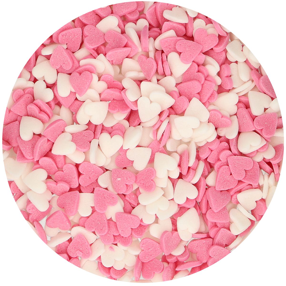 Cœurs en sucre blanc et rose 60 g FunCakes