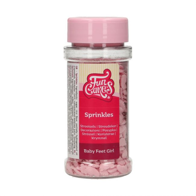 Décors en sucre petits pieds roses 55 g FunCakes