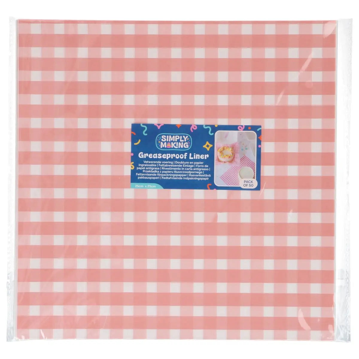 Feuilles de papier sulfurisé bento damier rose x50