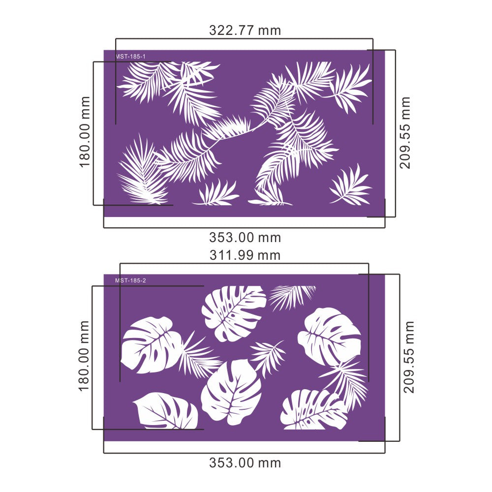 Pochoirs Mesh Stencil feuilles tropicales lot de 2