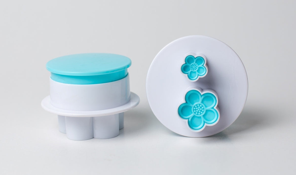 Découpoir à poussoir Fleur lot de 2