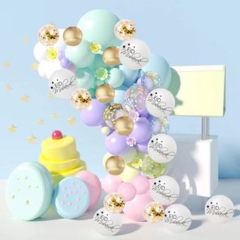 Arche de ballons Eid Mubarak multicolores pastel x50