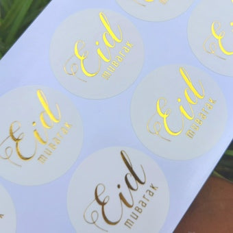Stickers Or/blanc Eid Mubarak x10