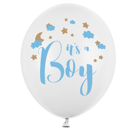 Ballons blancs et bleus It's a Boy x6 PartyDeco