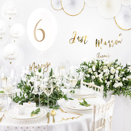 Ballons blancs et or Just Married x6