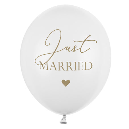 Ballons blancs et or Just Married x6