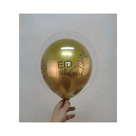 Ballons Transparent et Or Eid Mubarak x2