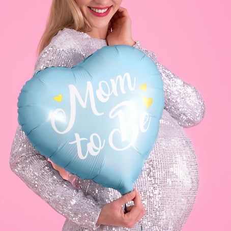 Ballon mylar cœur Mom To Be bleu