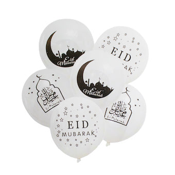 Ballons Blancs Eid Mubarak x6