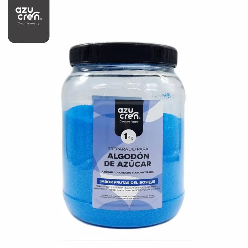 Sucre pour barbe à papa bleu saveur fruits de la forêt 1 kg Azucren