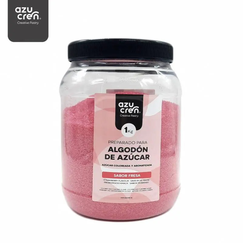 Sucre pour barbe à papa rose saveur fraise 1 kg Azucren