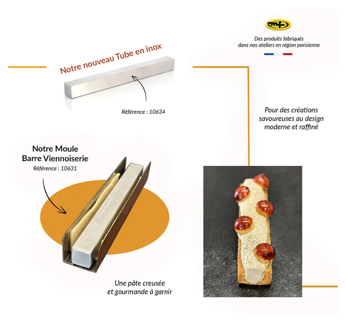 Barre inox forme U pour moule à viennoiserie