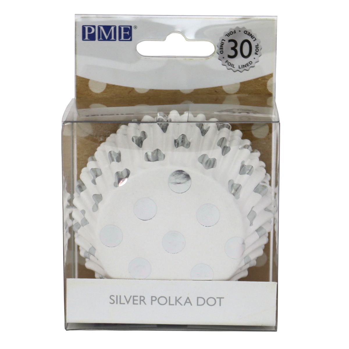 Caissettes à pois argent x30 PME