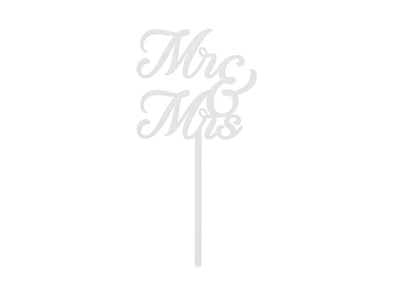 Cake topper acrylique Mr & Mrs blanc PartyDeco