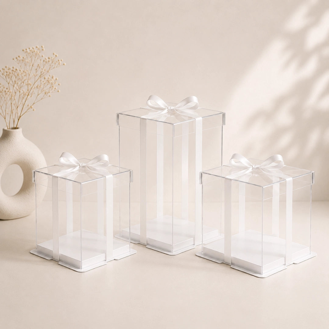 Boîte à gâteau vitrine carrée blanche