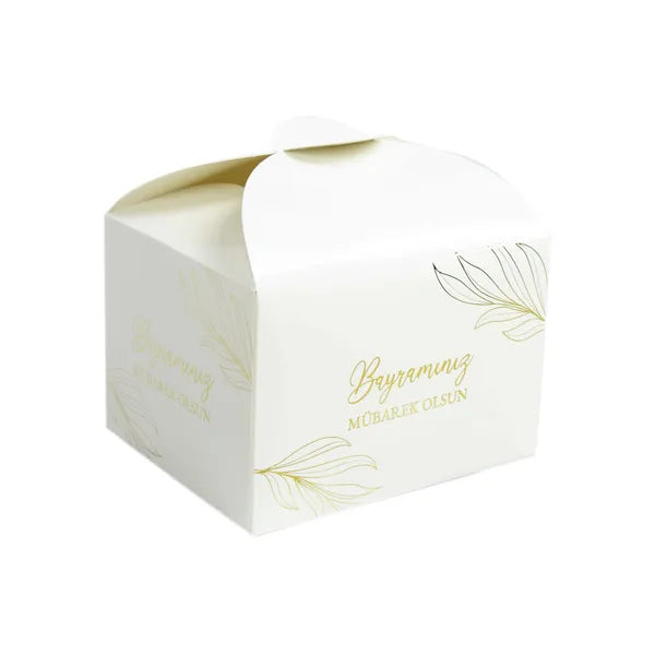 Boîte haute Bayram Mubarek Olsun or et blanc