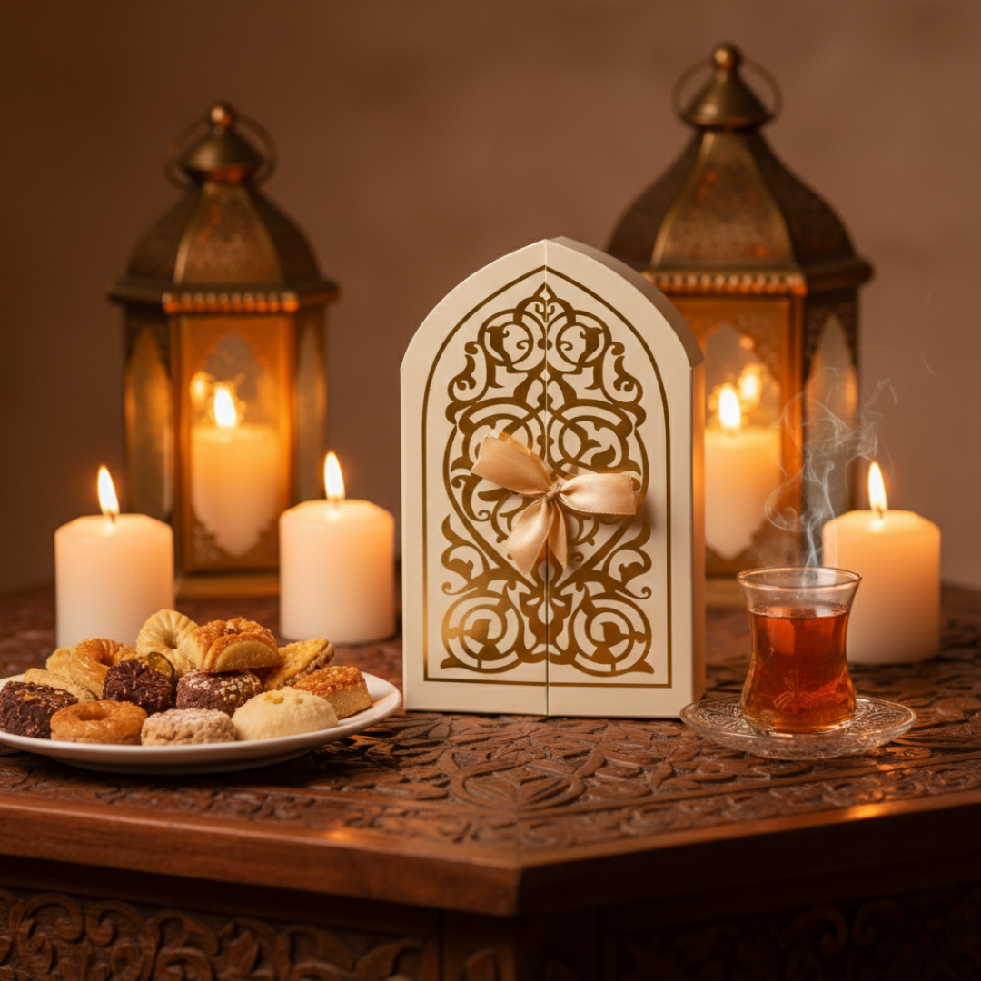 Boîte cadeau orientale Emir beige et or
