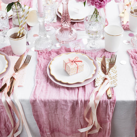 Boîtes rose pâle à pois dorés x10
