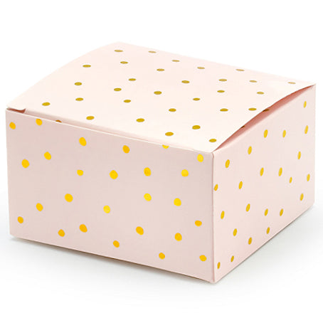 Boîtes rose pâle à pois dorés x10
