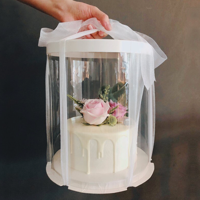 Boîte à gâteau vitrine ronde blanche