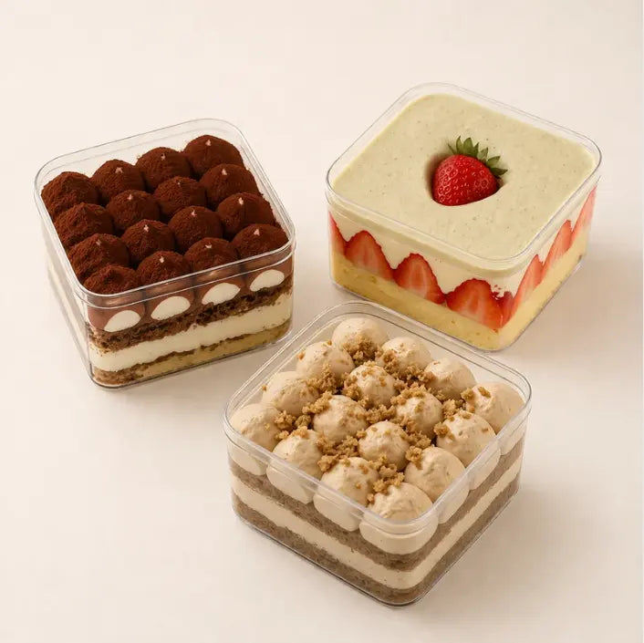 Boîte carrée transparente pour desserts individuels lot de 2