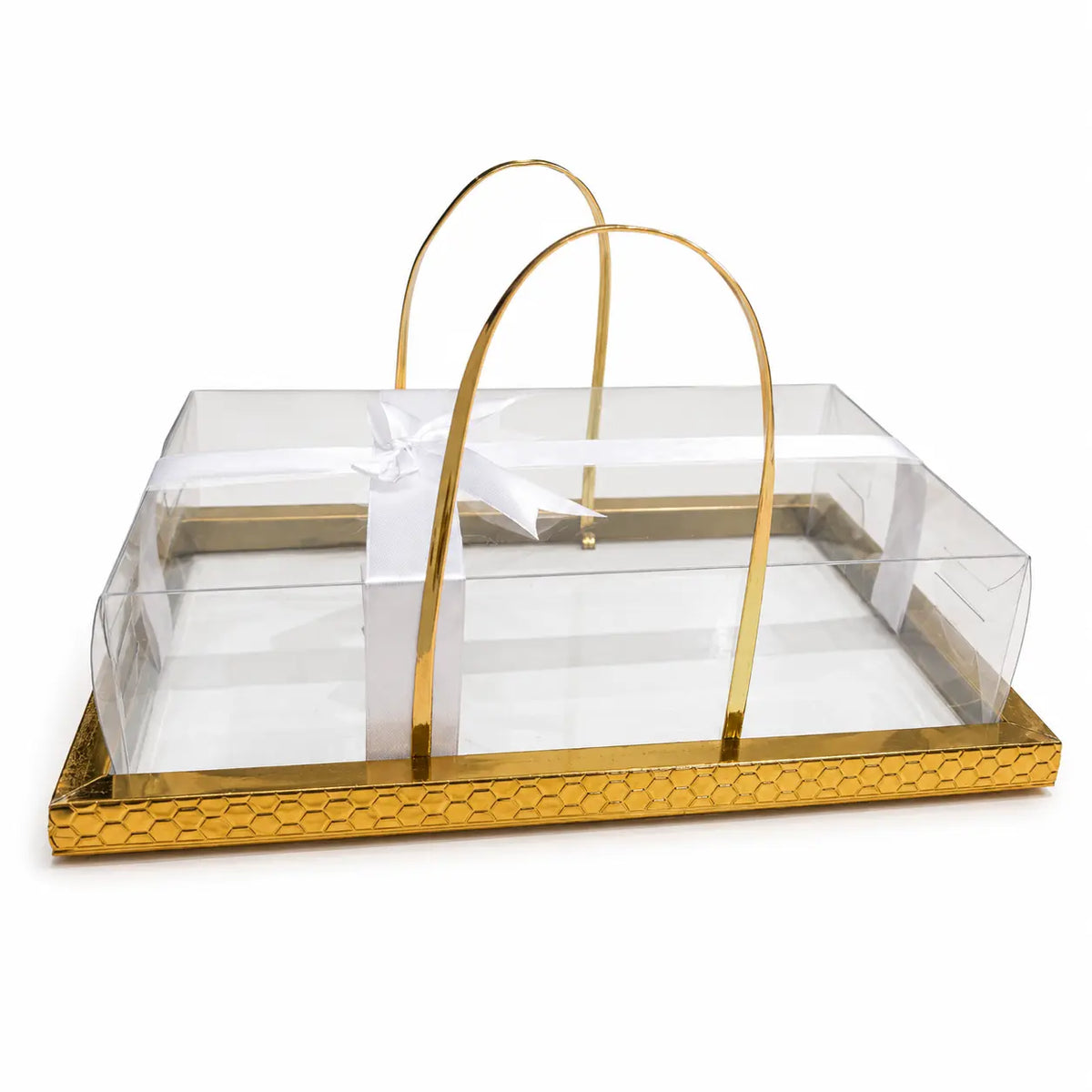 Boîte plateau en bois avec couvercle transparent et ruban
