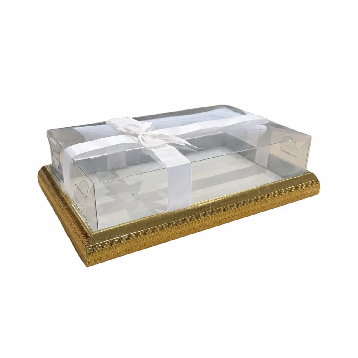 Boîte plateau en bois avec couvercle transparent et ruban