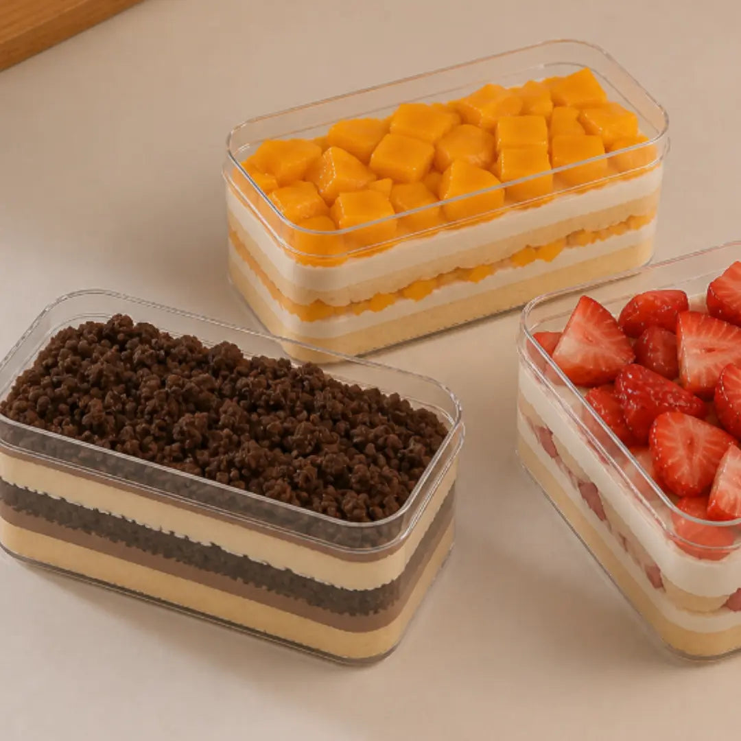 Boîte rectangulaire transparente pour desserts individuels lot de 4