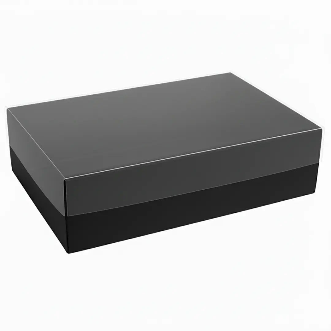 Boîte à offrir 40 x 30 cm carton noir et couvercle transparent