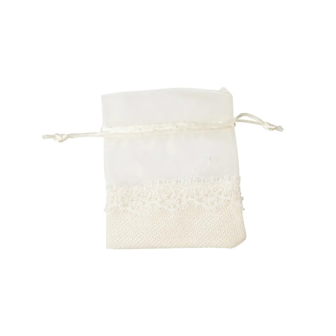 Bonbonnières pochon jute et tulle beige x10