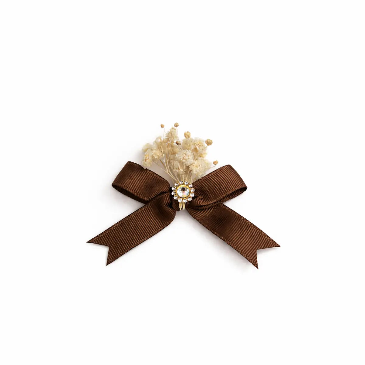 Nœuds décoratifs marron avec gypsophile et strass lot de 10