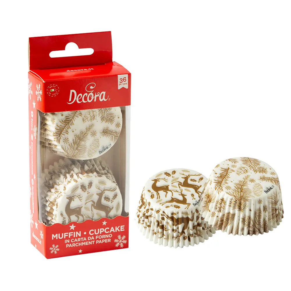 Caissettes thème hiver or et blanc Decora