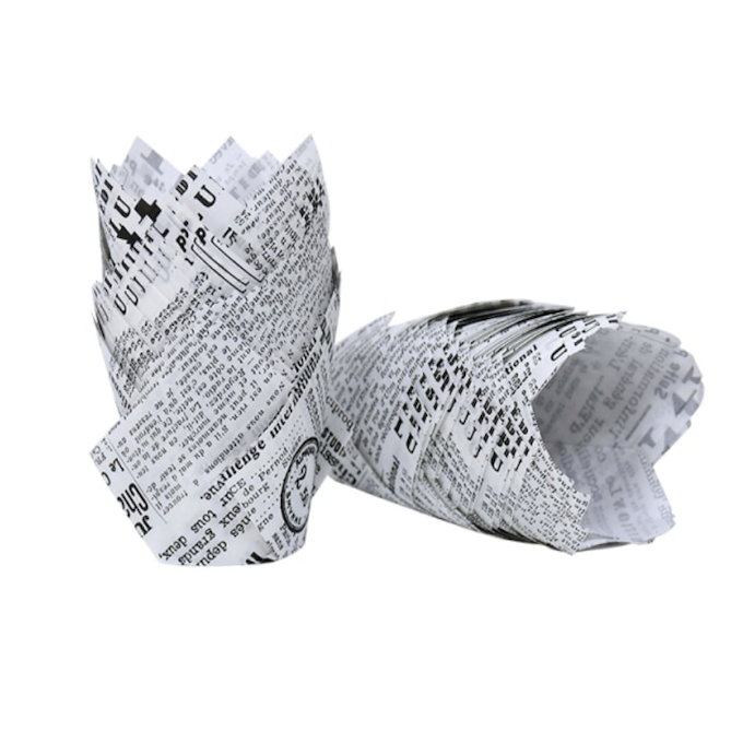 Caissettes tulipe journal blanc x20